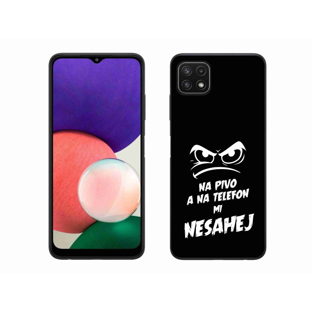 Gelový kryt mmCase na Samsung Galaxy A22 5G - pivní motiv 2 černé pozadí