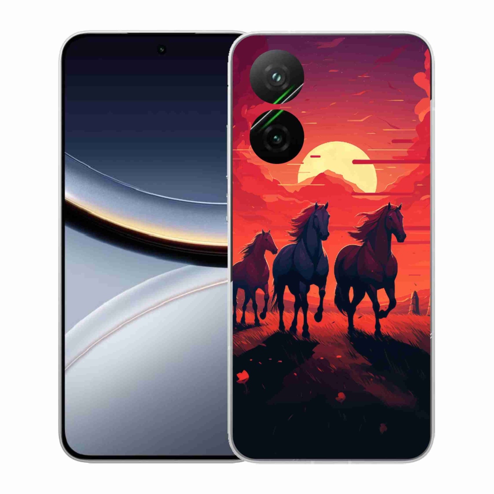 Gelový kryt mmCase na Xiaomi Poco F7 5G - koně a západ slunce