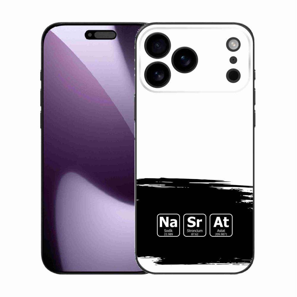 Gelový kryt mmCase na iPhone 17 Pro Max - chemické prvky černobílé pozadí