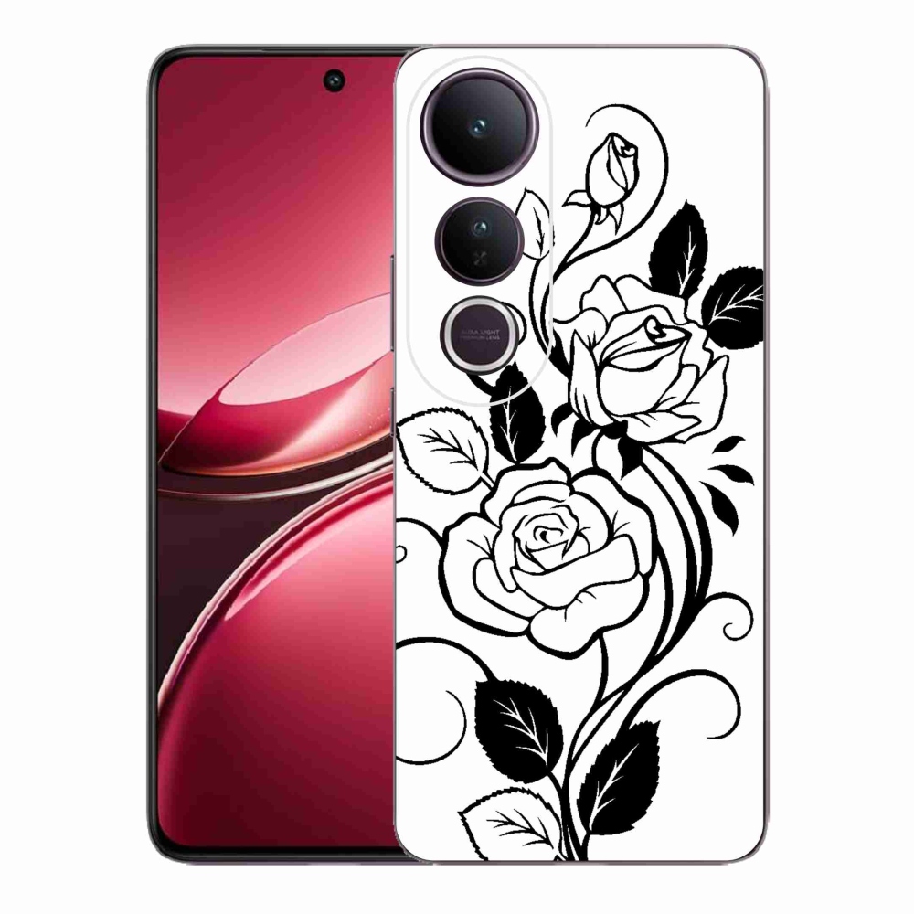 Gelový kryt mmCase na Vivo V50 Lite 4G/5G - černobílá růže