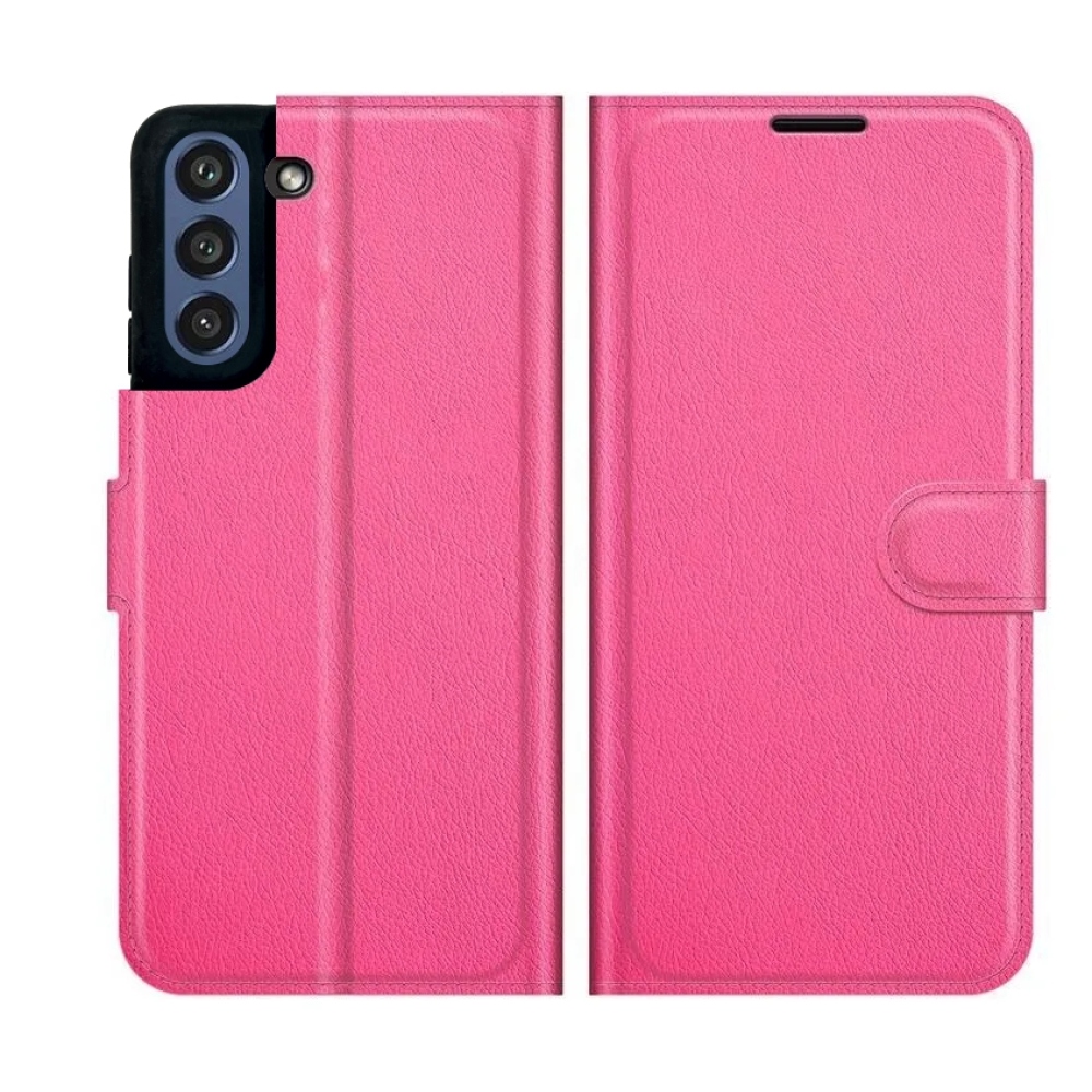 Litchi PU kožené peněženkové pouzdro na mobil Samsung Galaxy S21 FE 5G - rose
