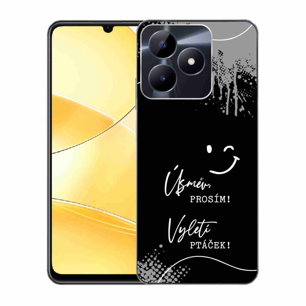 Gelový kryt mmCase na Realme C51/C53 - vtipný text 4 černé pozadí