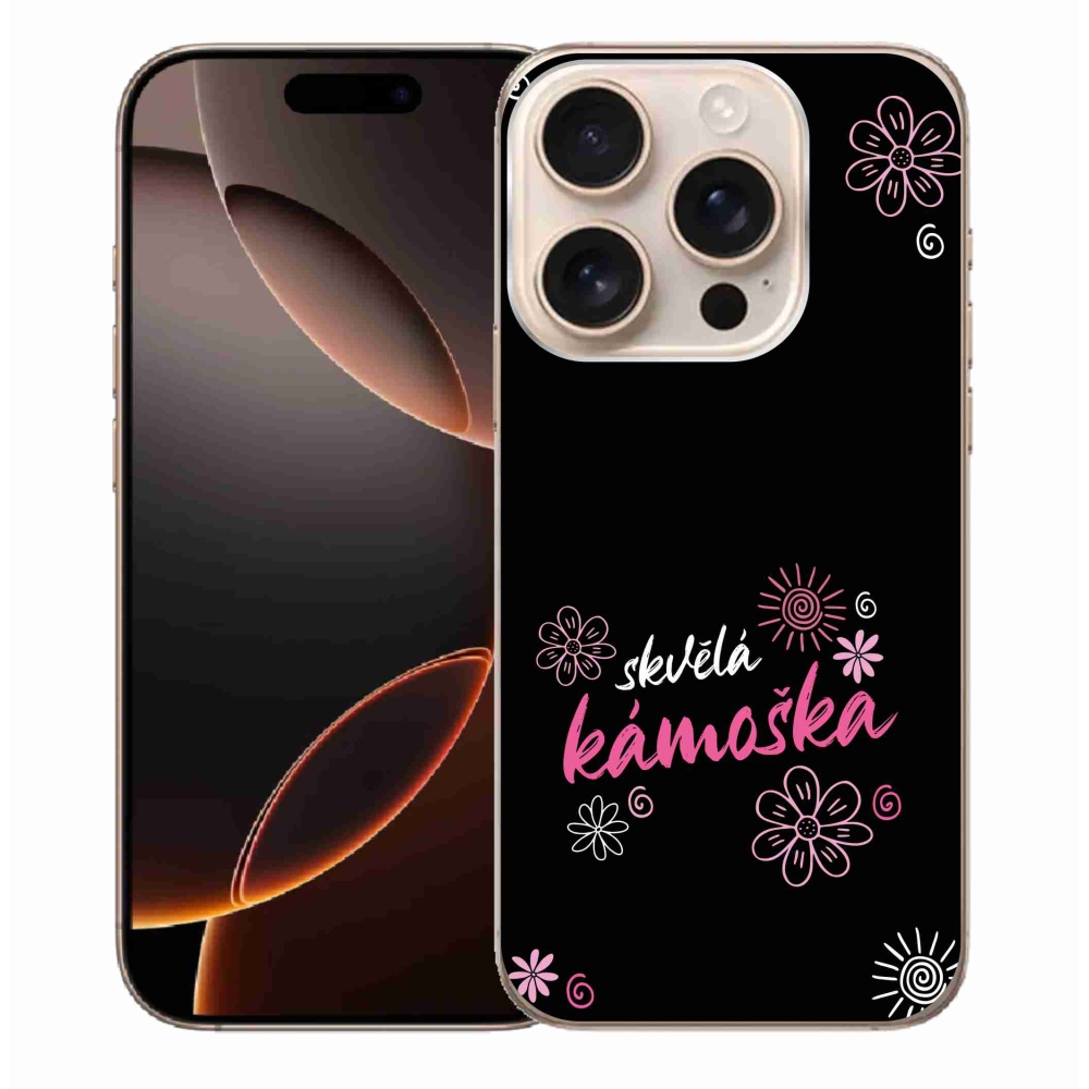 Gelový kryt mmCase na iPhone 16 Pro Max - skvělá kámoška černé pozadí