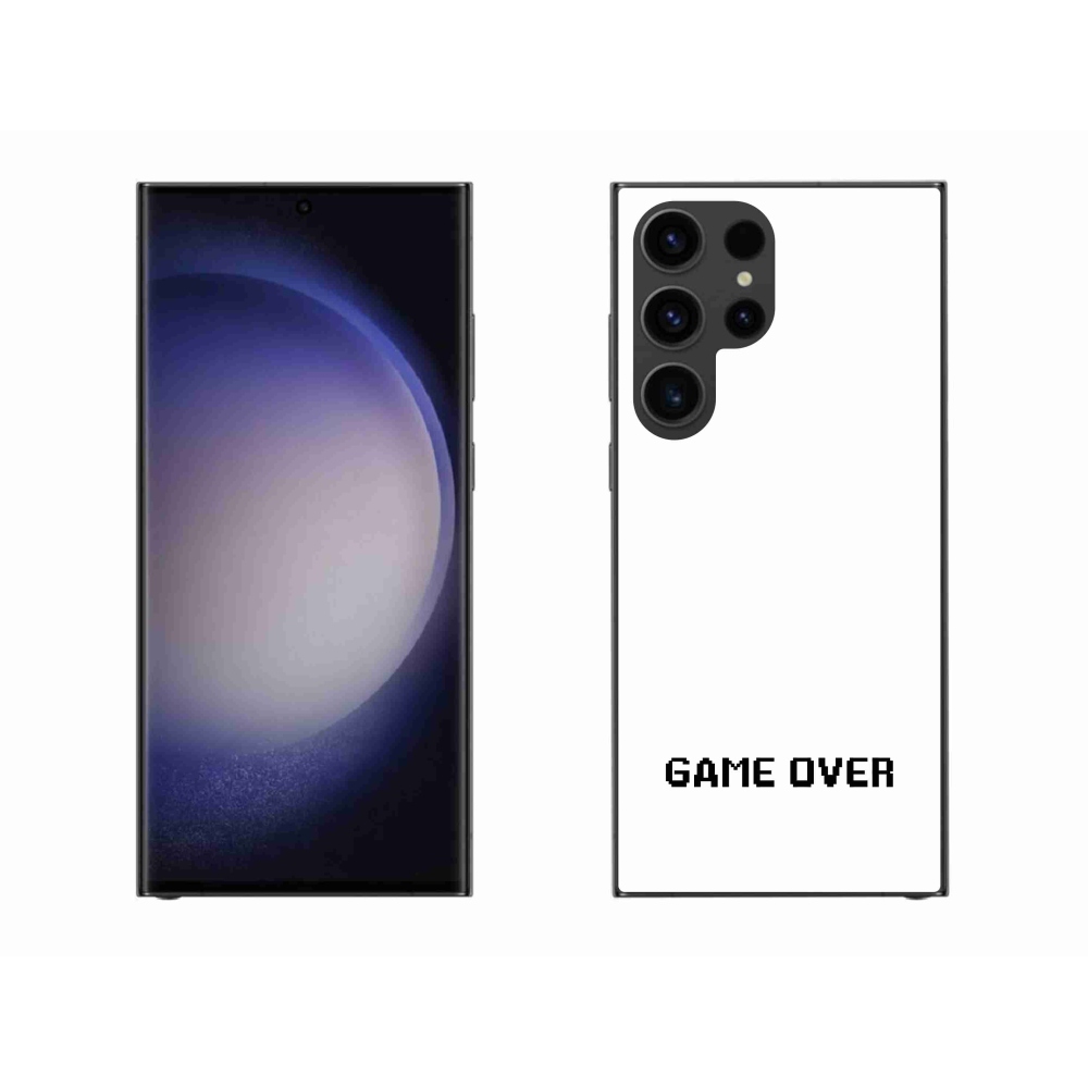 Gelový kryt mmCase na Samsung Galaxy S23 Ultra 5G - game over bílé pozadí