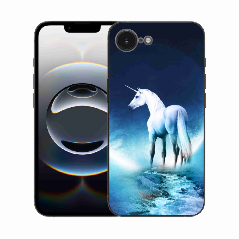 Gelový kryt mmCase na iPhone 16e - bílý jednorožec