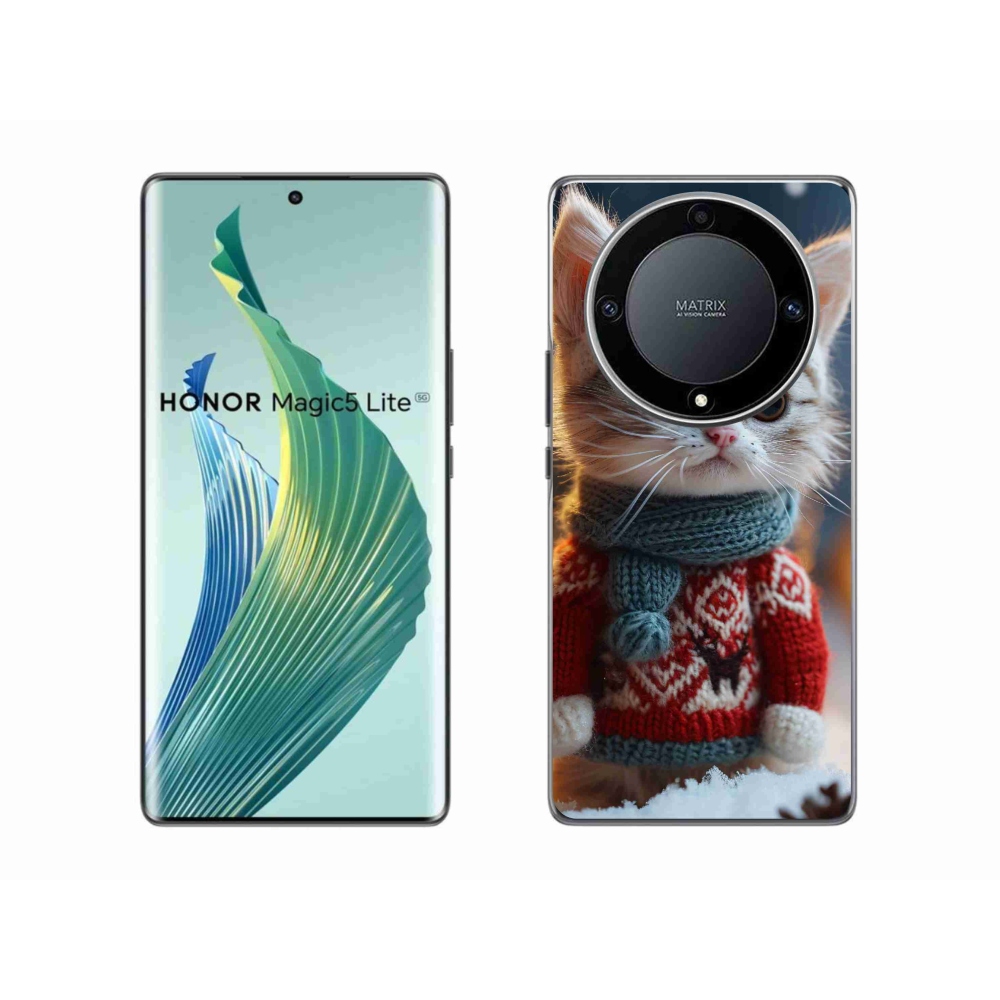 Gelový kryt mmCase na Honor Magic 5 Lite 5G - kotě ve svetru