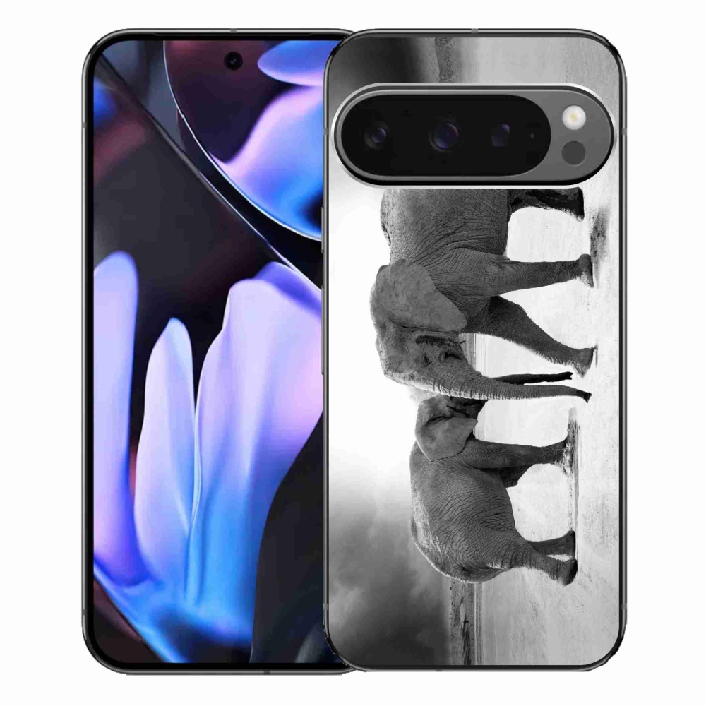 Gelový kryt mmCase na Google Pixel 9 Pro XL - černobílí sloni