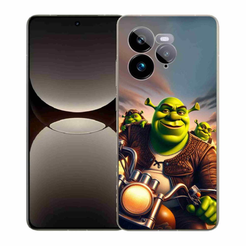 Gelový kryt mmCase na Realme GT 7 Pro 5G - shrek na motorce