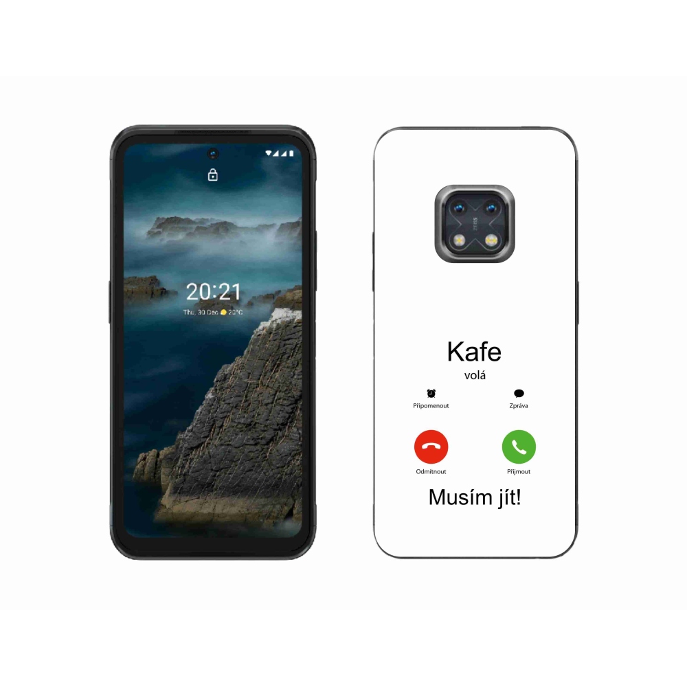 Gelový kryt mmCase na Nokia XR20 - kafe volá bílé pozadí