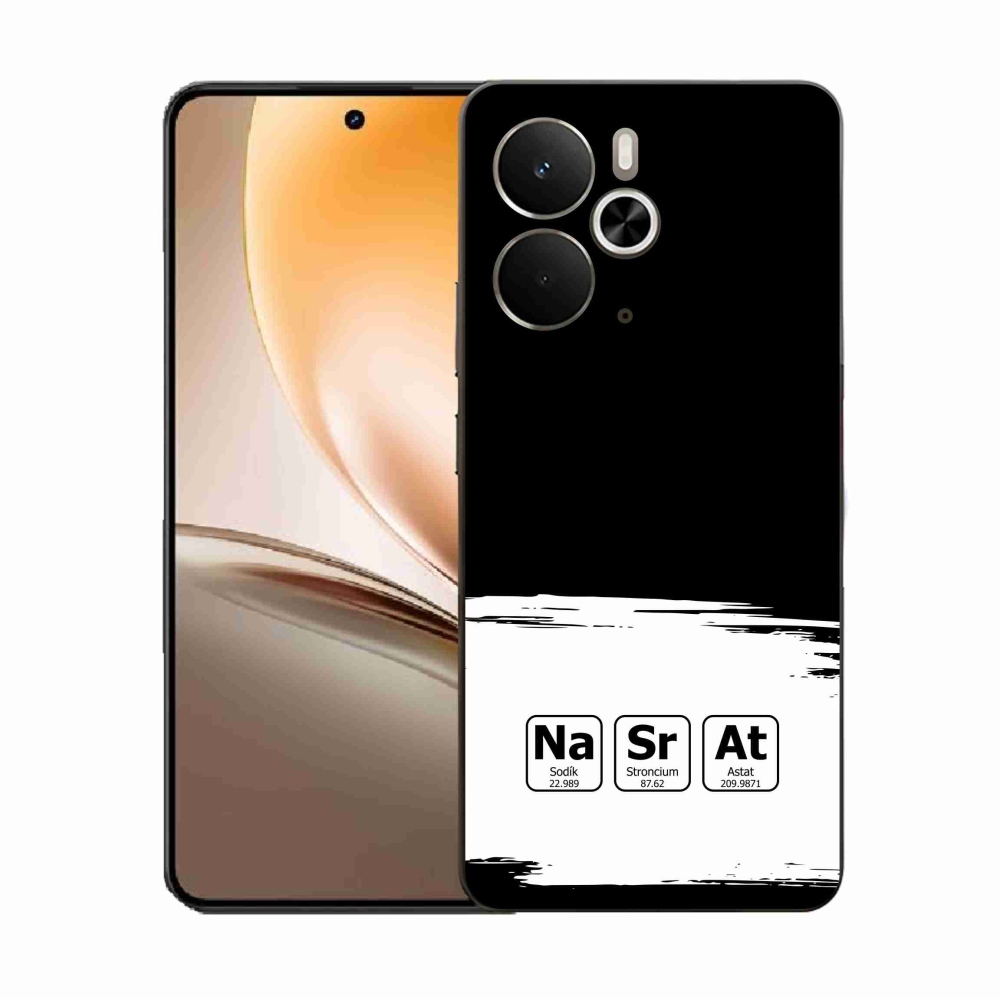 Gelový kryt mmCase na Realme 14 5G - chemické prvky bíločerné pozadí