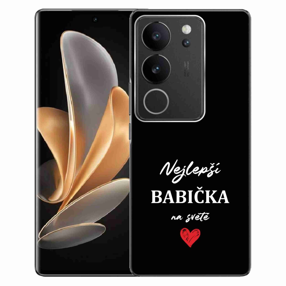 Gelový kryt mmCase na Vivo V29 5G - nejlepší babička 1 černé pozadí