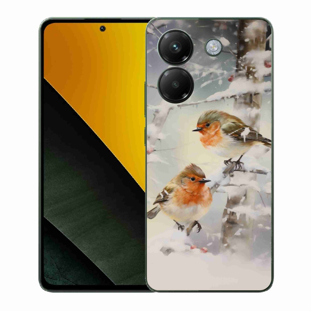 Gelový kryt mmCase na Xiaomi Poco M7 Pro 5G - ptáčci v zimě