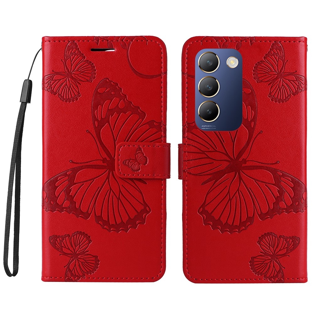 Big Butterfly knížkové pouzdro na Vivo V40 SE 4G/5G - červené