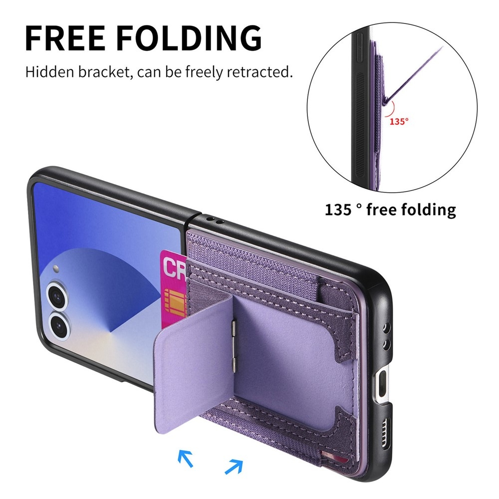 Luxurious plastový kryt s umělou kůží na Samsung Galaxy Z Flip7 5G - fialový