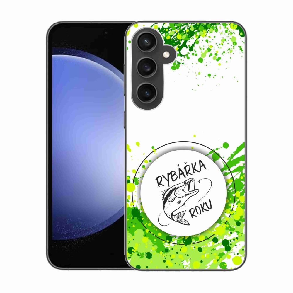Gelový kryt mmCase na Samsung Galaxy S23 FE - rybářka roku bílé pozadí