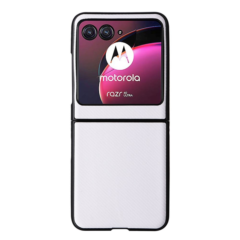 Textury plastový kryt s umělou kůží na Motorola Razr 40 Ultra 5G - bílý