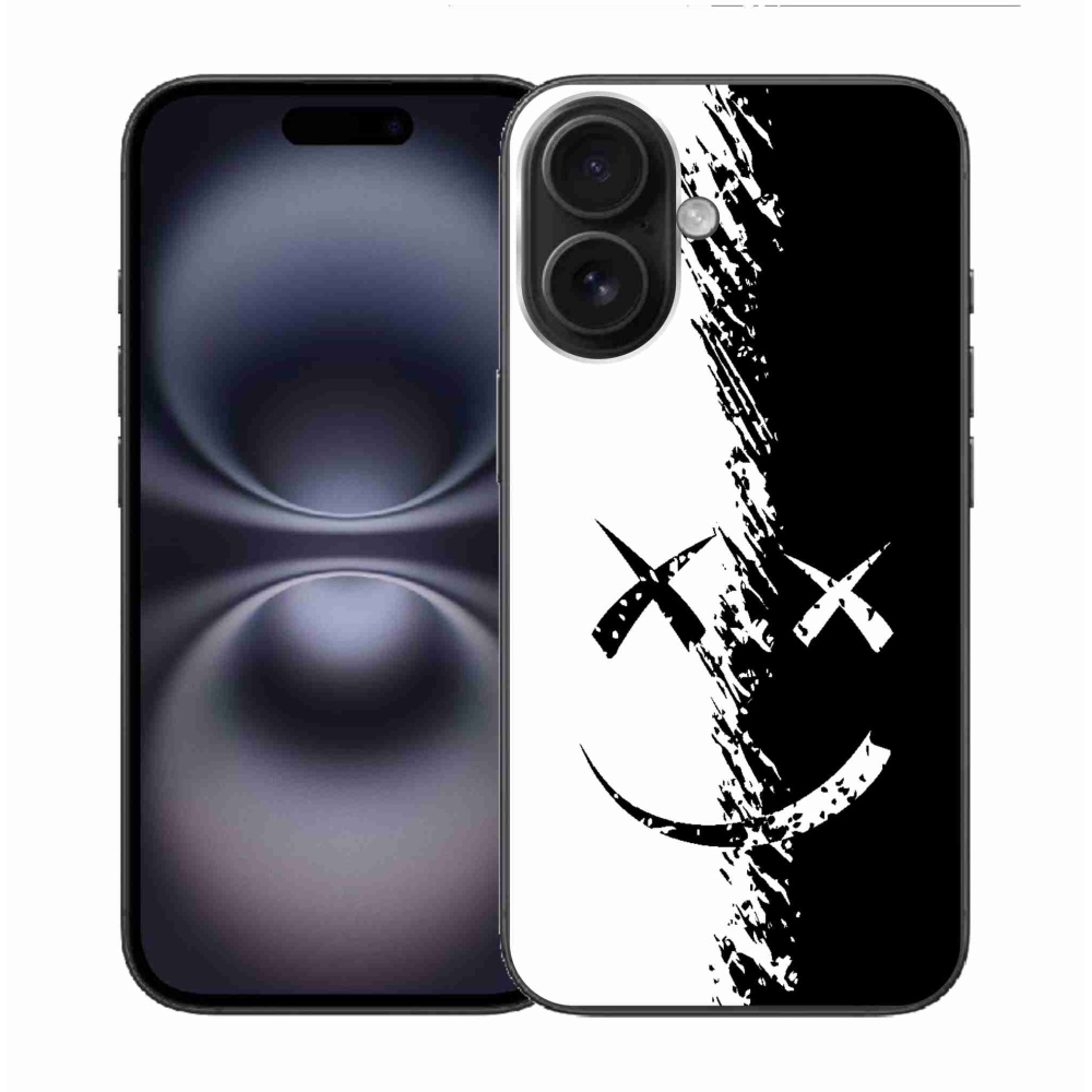 Gelový kryt mmCase na iPhone 16 - černobílý smajlík