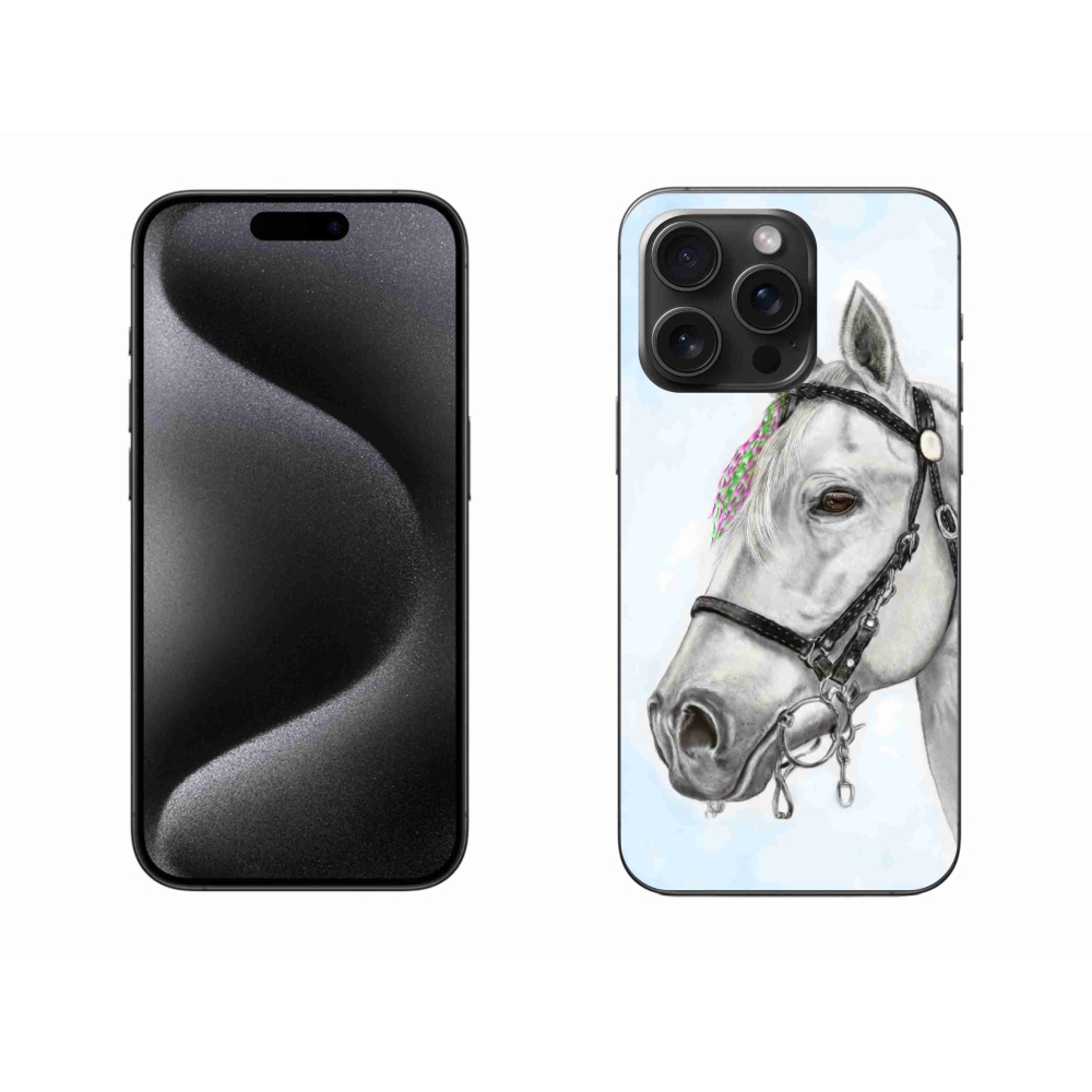 Gelový kryt mmCase na iPhone 15 Pro Max - bílý kůň 1