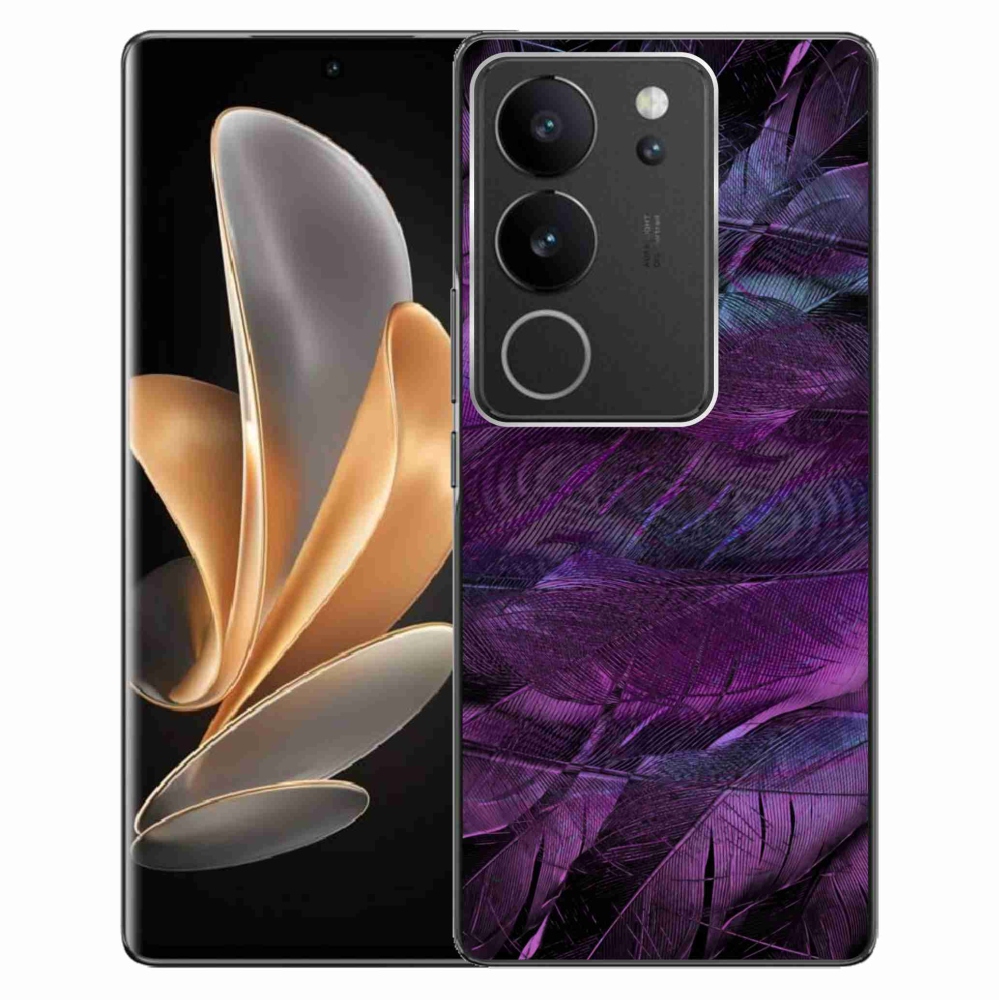 Gelový kryt mmCase na Vivo V29 5G - fialová pírka