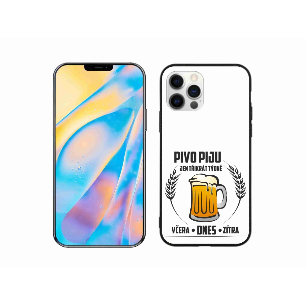 Gelový kryt mmCase na iPhone 12 Pro - pivní motiv bílé pozadí
