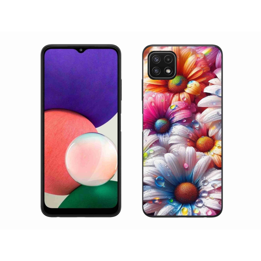 Gelový kryt mmCase na Samsung Galaxy A22 5G - barevné kopretiny
