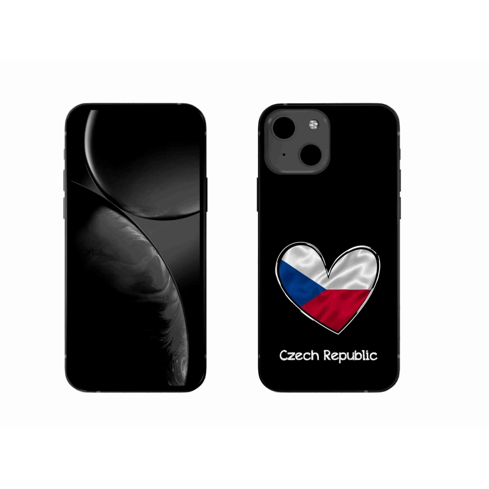 Gelový kryt mmCase na iPhone 13 6.1 - vlajka srdce černé pozadí