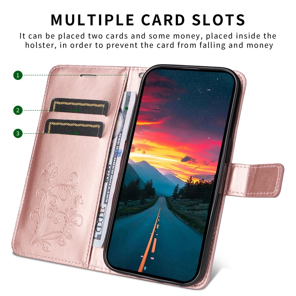 Big Butterfly knížkové pouzdro na Realme 14 Pro+ 5G - růžovozlaté