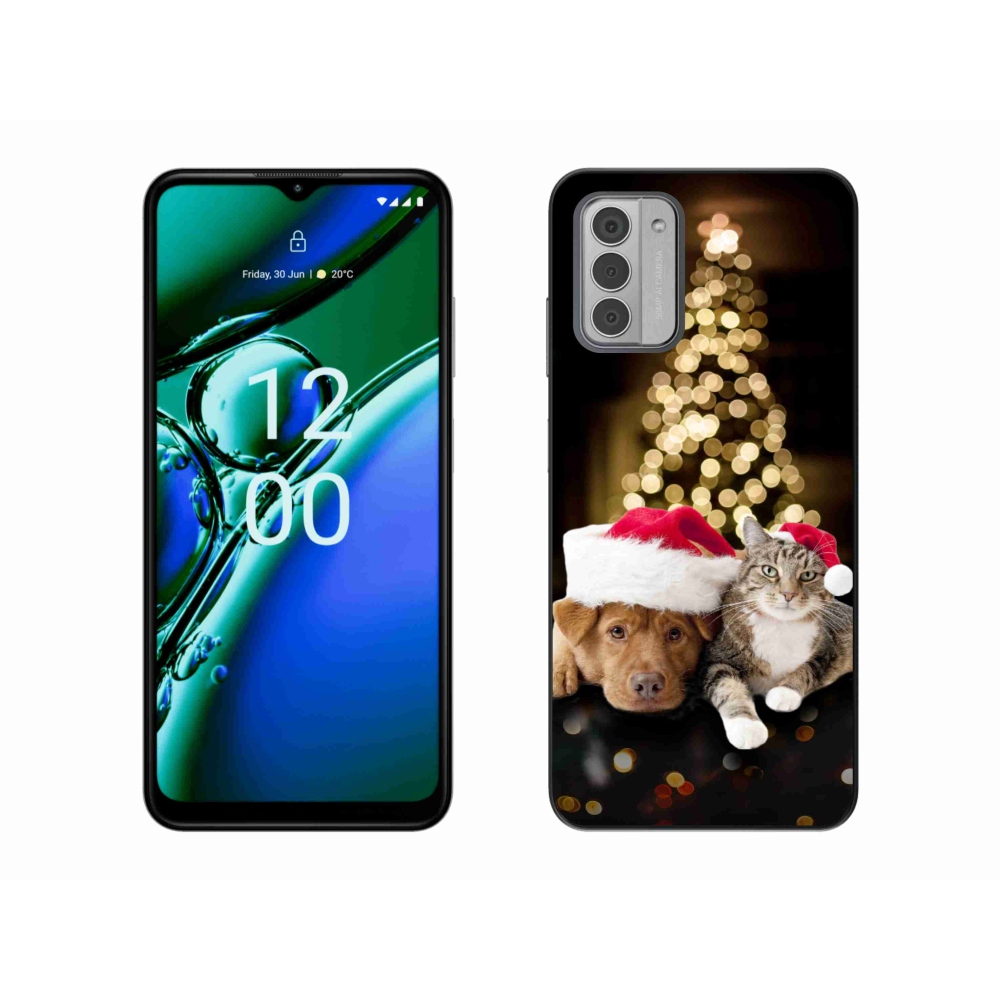 Gelový kryt mmCase na Nokia G42 - vánoční pes a kočka