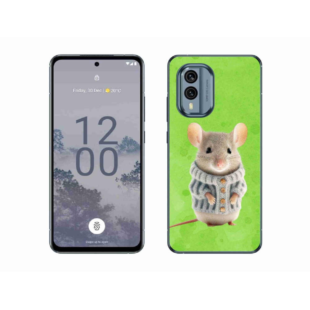 Gelový kryt mmCase na Nokia X30 5G - myška ve svetru