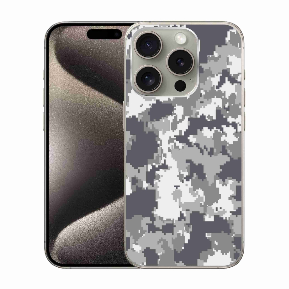 Gelový kryt mmCase na iPhone 15 Pro - maskáčový vzor 2