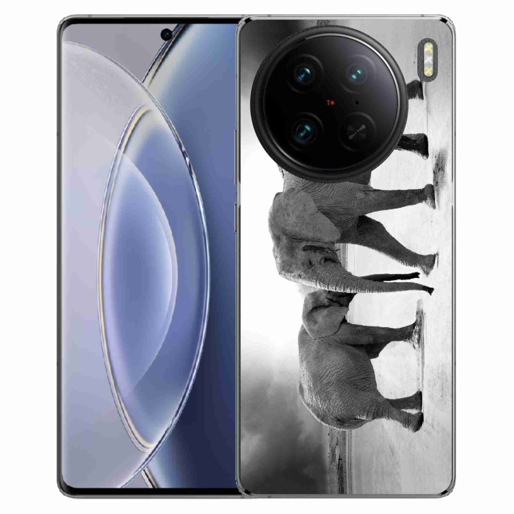 Gelový kryt mmCase na Vivo X90 Pro - černobílí sloni