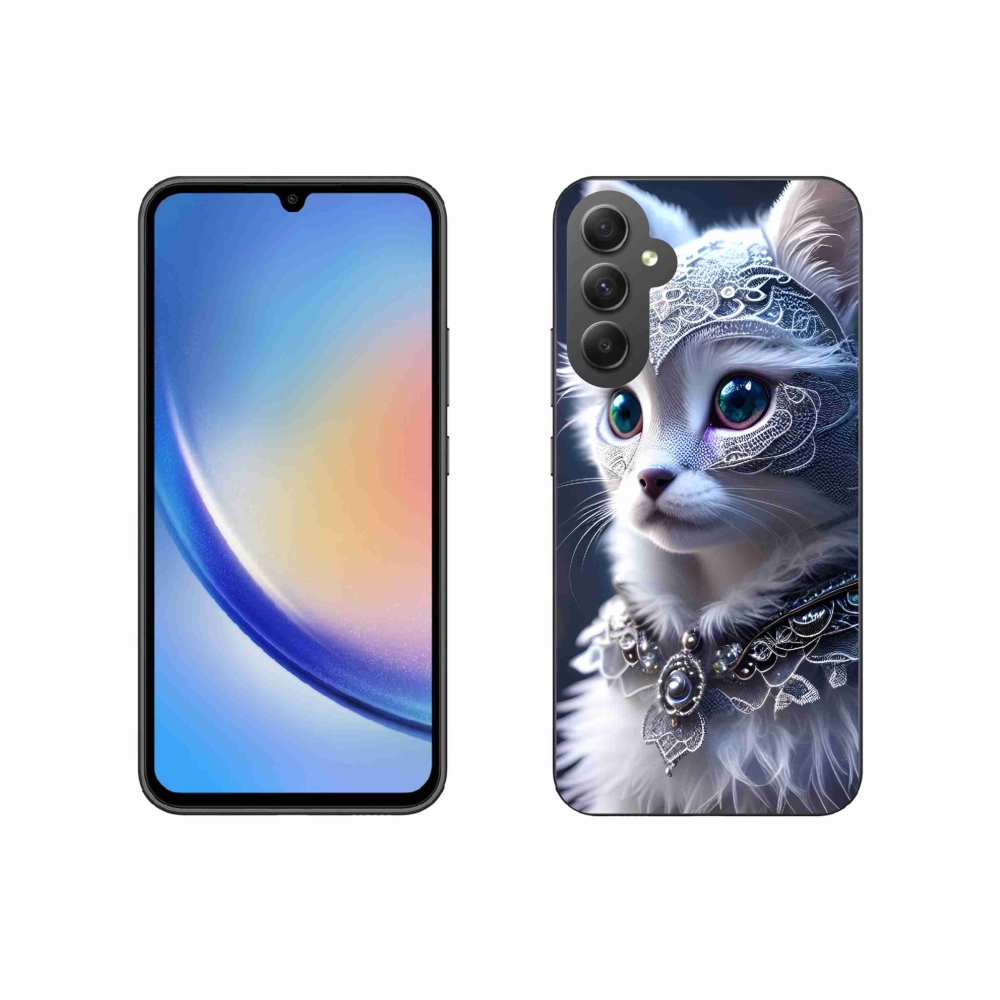 Gelový kryt mmCase na Samsung Galaxy A34 5G - bílá kočka