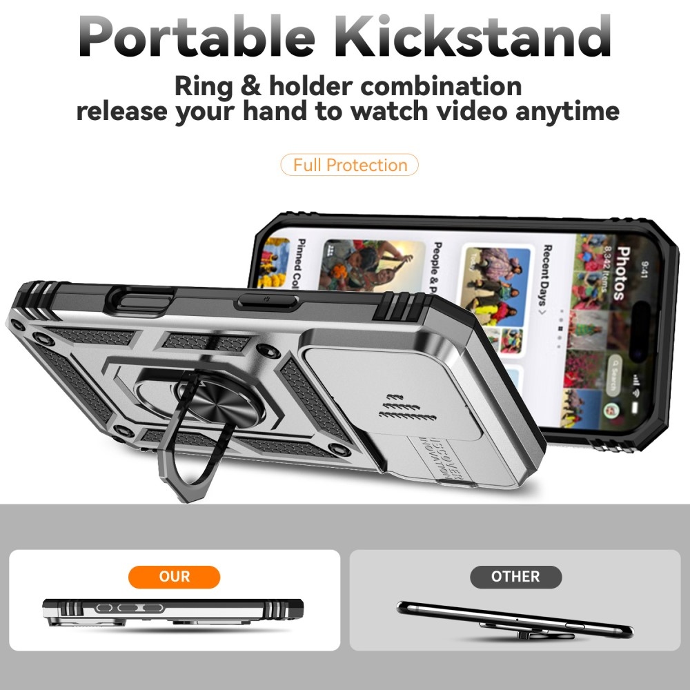 Slide odolný kryt na iPhone 16 Pro - stříbrný