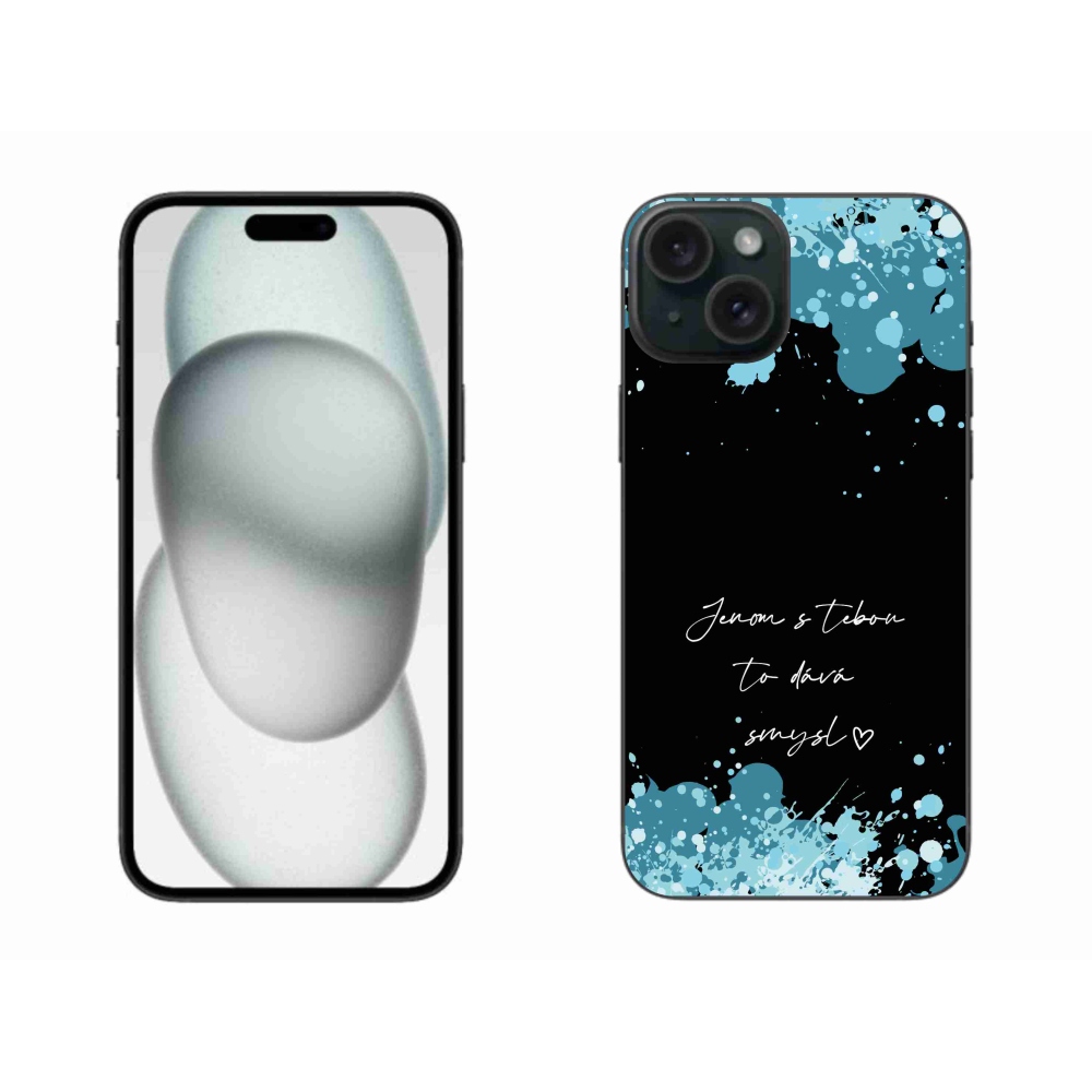 Gelový kryt mmCase na iPhone 15 Plus - zamilovaný text černé pozadí