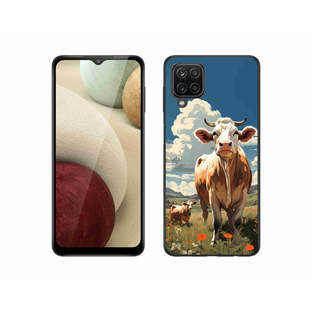 Gelový kryt mmCase na Samsung Galaxy A12 - krávy na louce