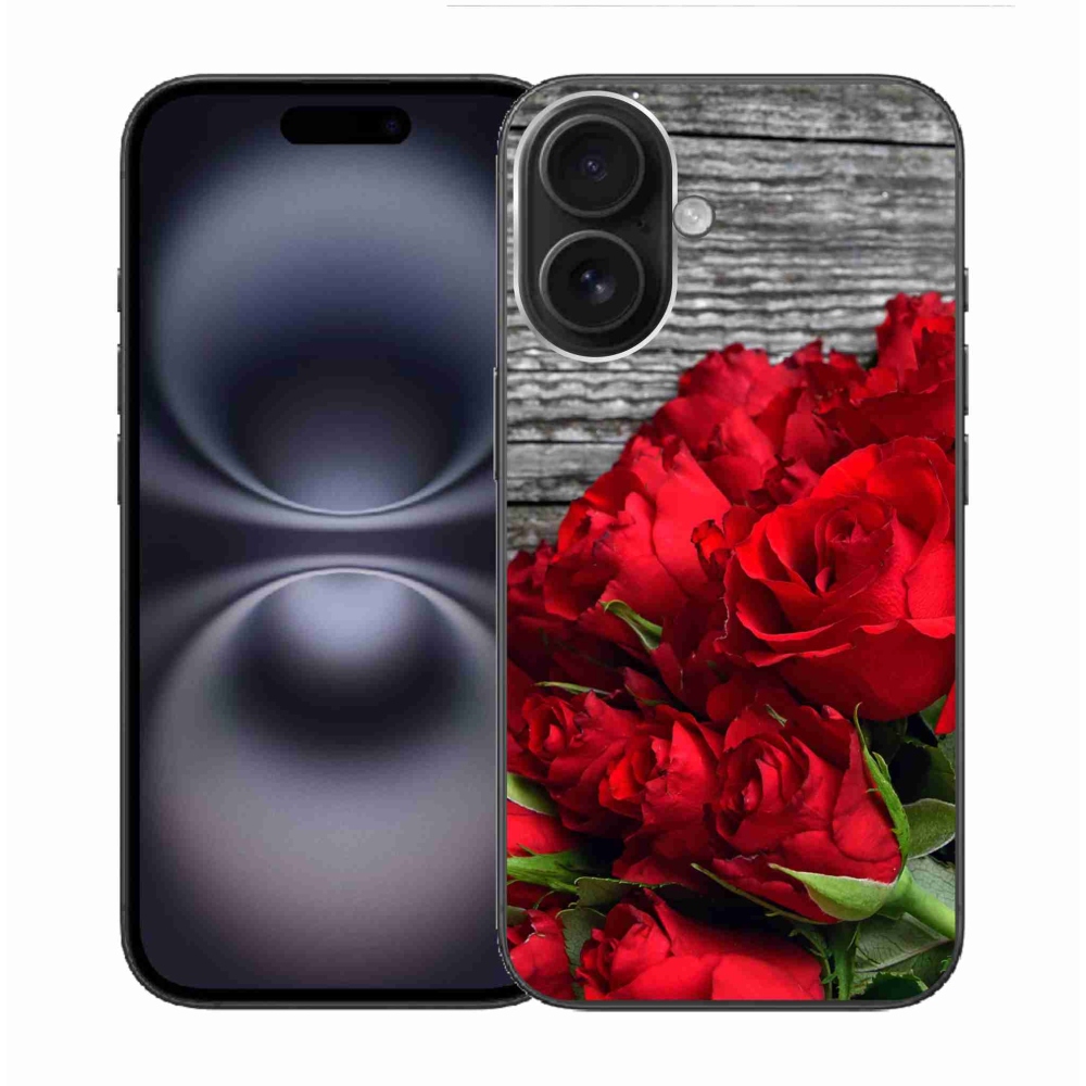 Gelový kryt mmCase na iPhone 16 - červené růže