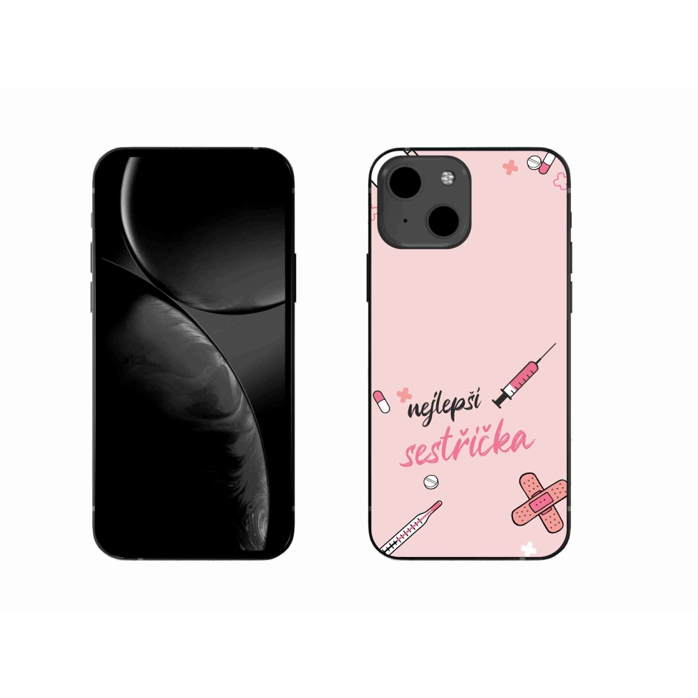 Gelový kryt mmCase na iPhone 13 6.1 - nejlepší sestřička růžové pozadí