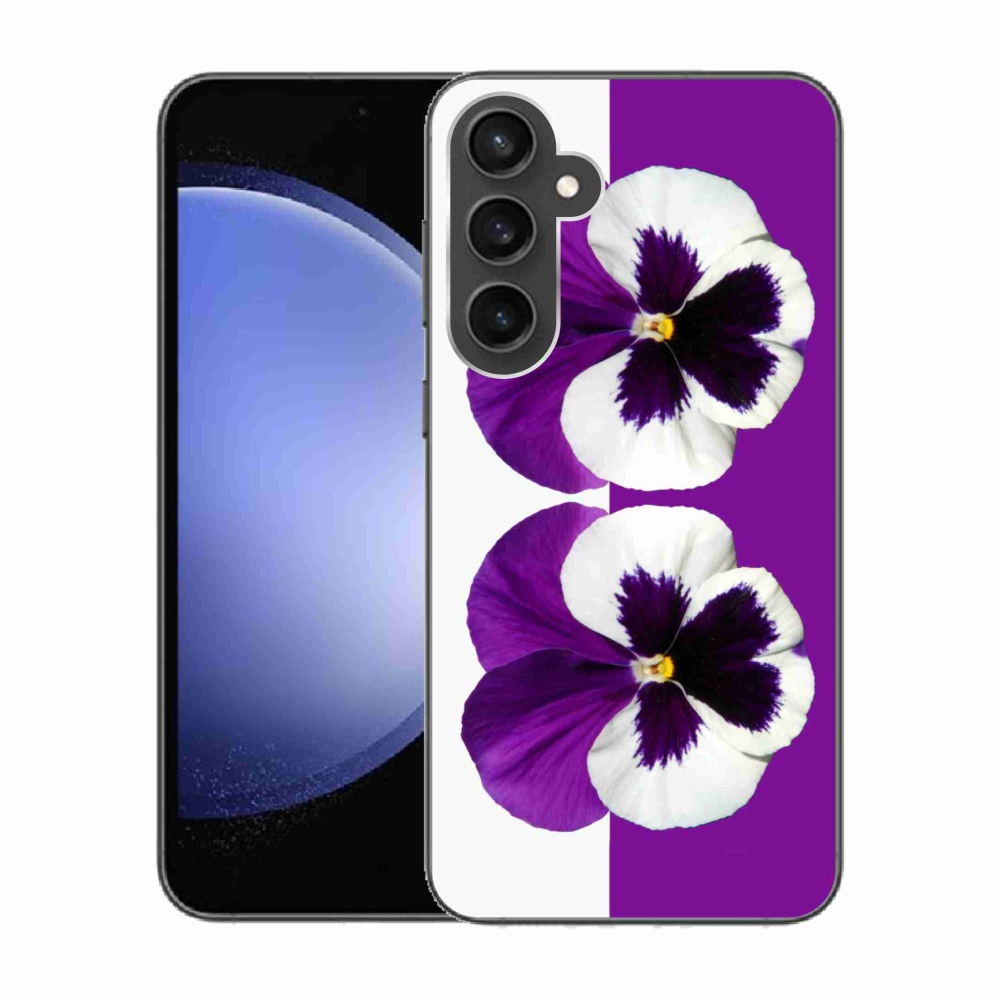 Gelový kryt mmCase na Samsung Galaxy S23 FE - fialovobílý květ