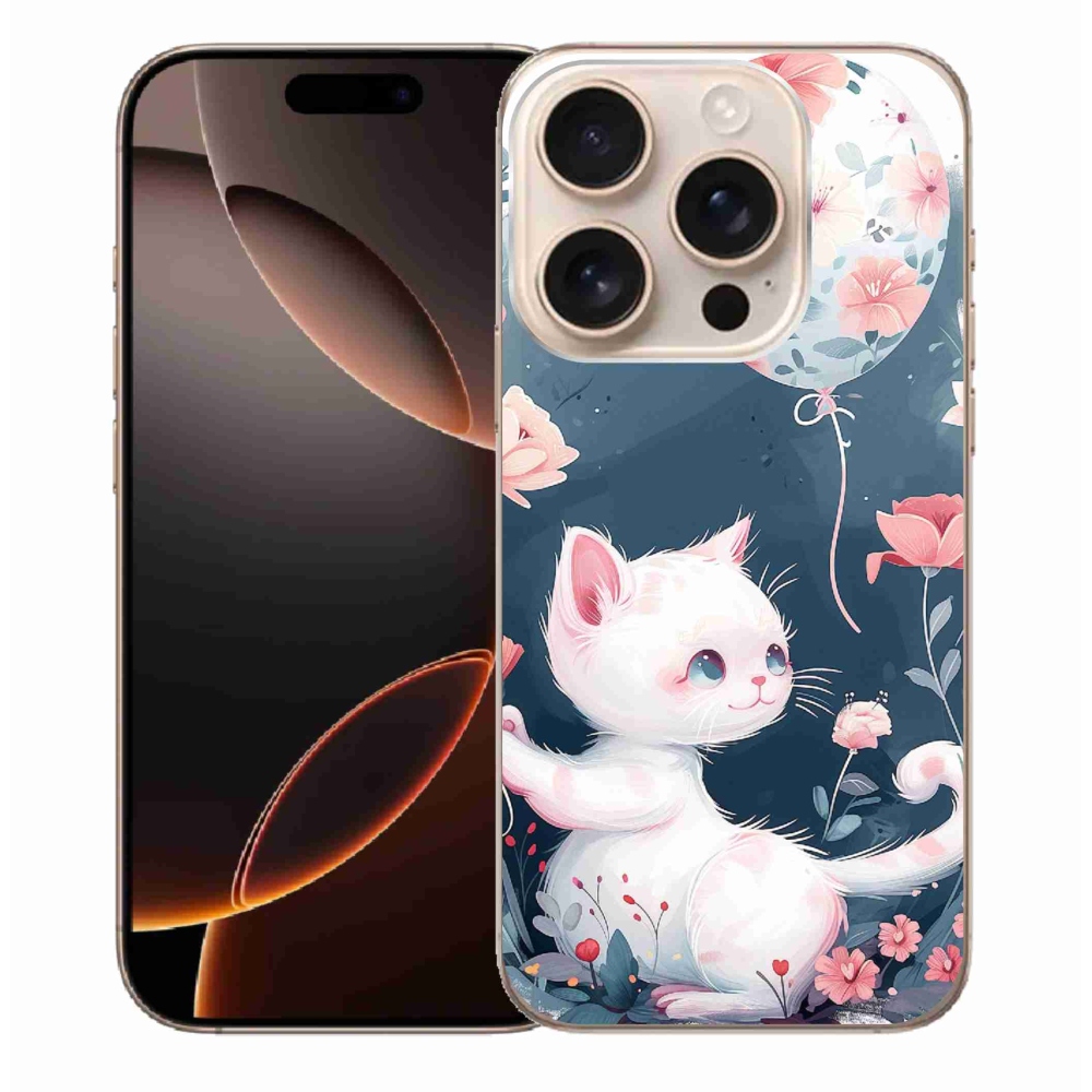 Gelový kryt mmCase na iPhone 16 Pro Max - kotě s balónkem