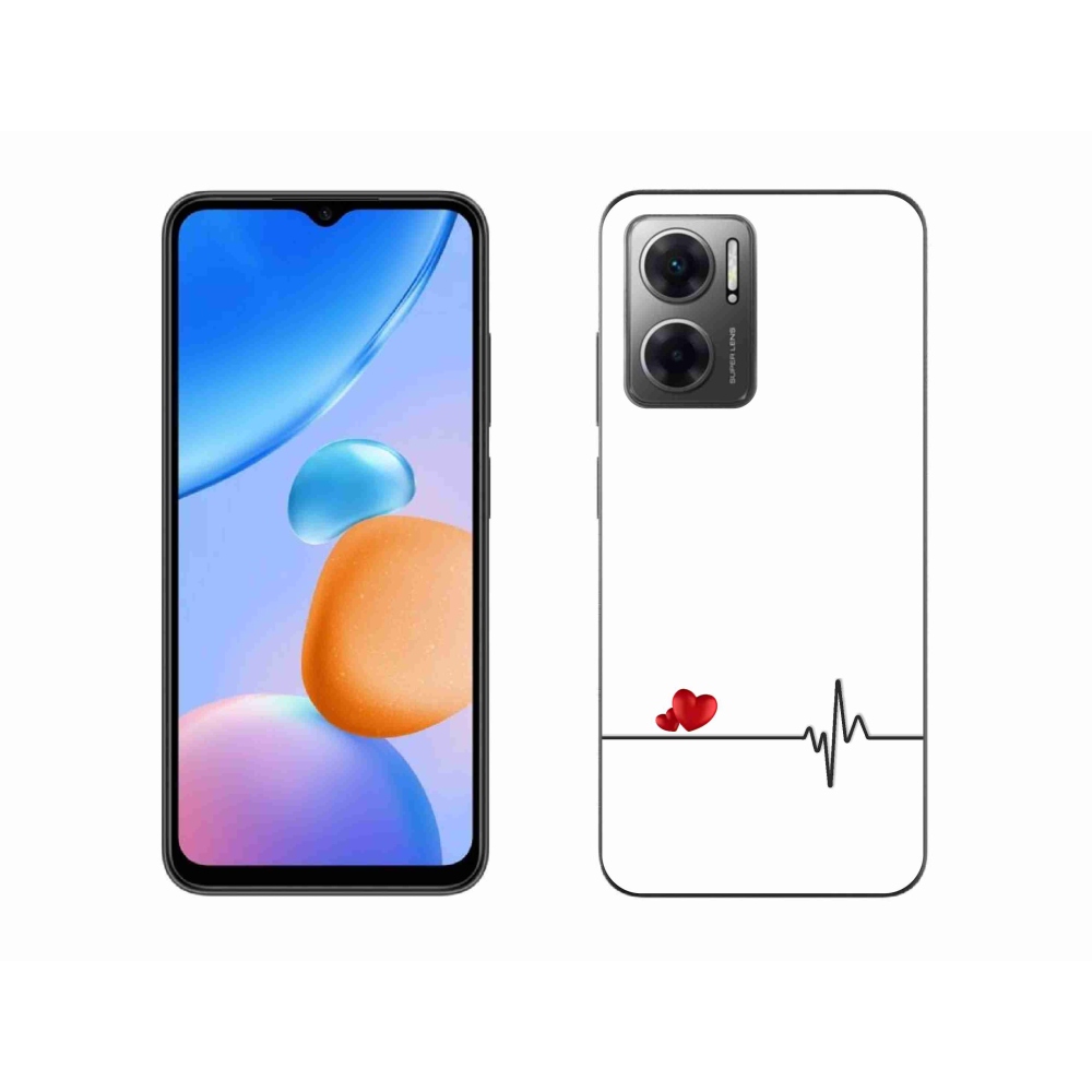 Gelový kryt mmCase na Xiaomi Redmi 10 5G - srdce a tep bílé pozadí
