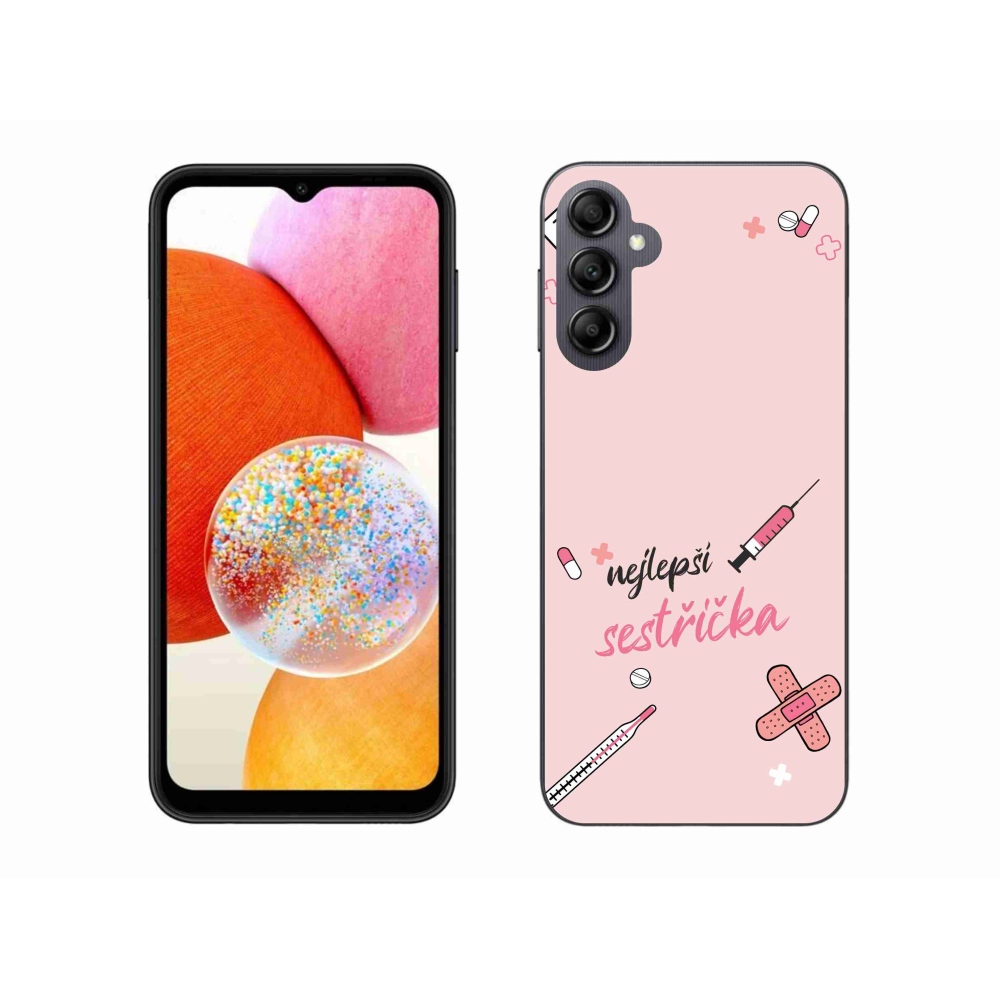 Gelový kryt mmCase na Samsung Galaxy A14 4G/5G - nejlepší sestřička růžové pozadí