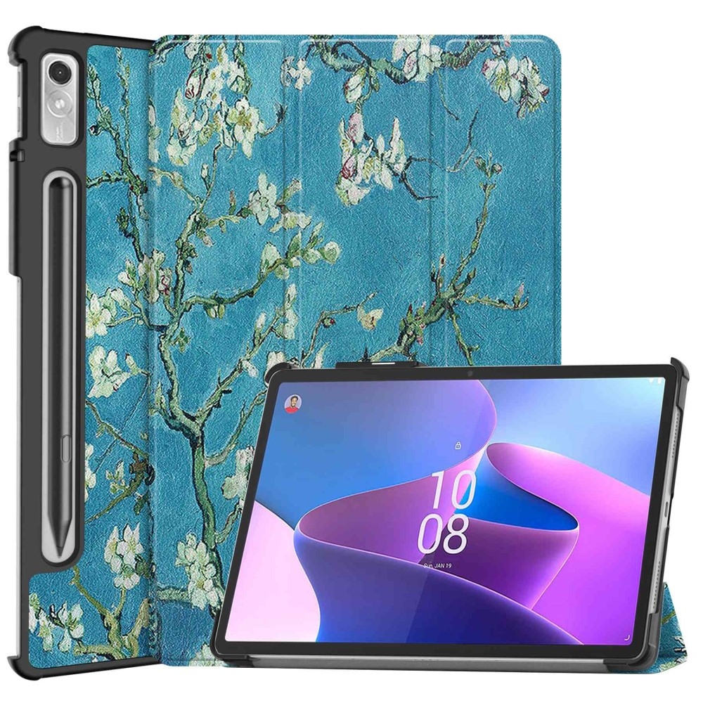Print chytré zavírací pouzdro na Lenovo Tab P11 Pro (2.Gen) - bílé květy