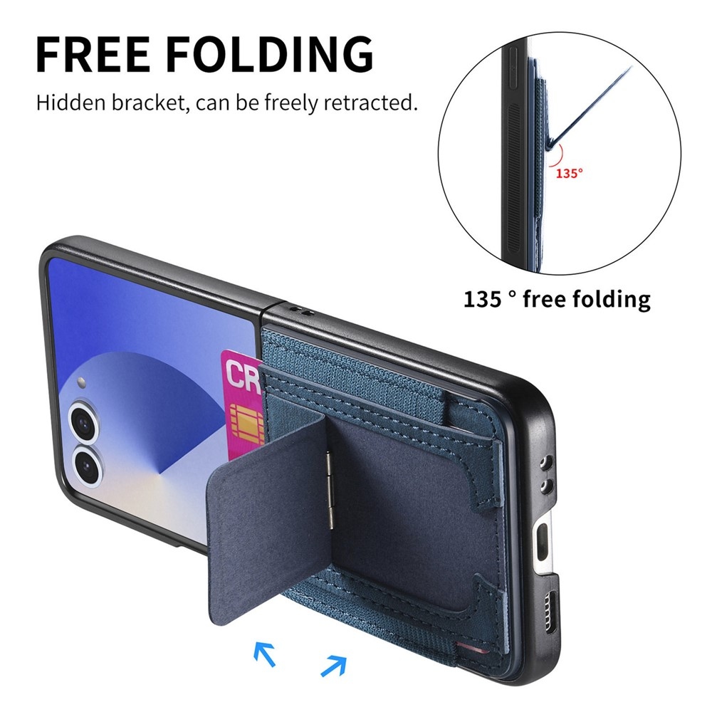 Luxurious plastový kryt s umělou kůží na Samsung Galaxy Z Flip7 5G - modrý
