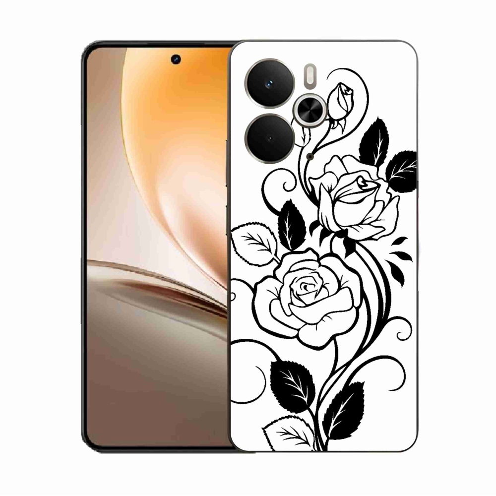Gelový kryt mmCase na Realme 14 5G - černobílá růže