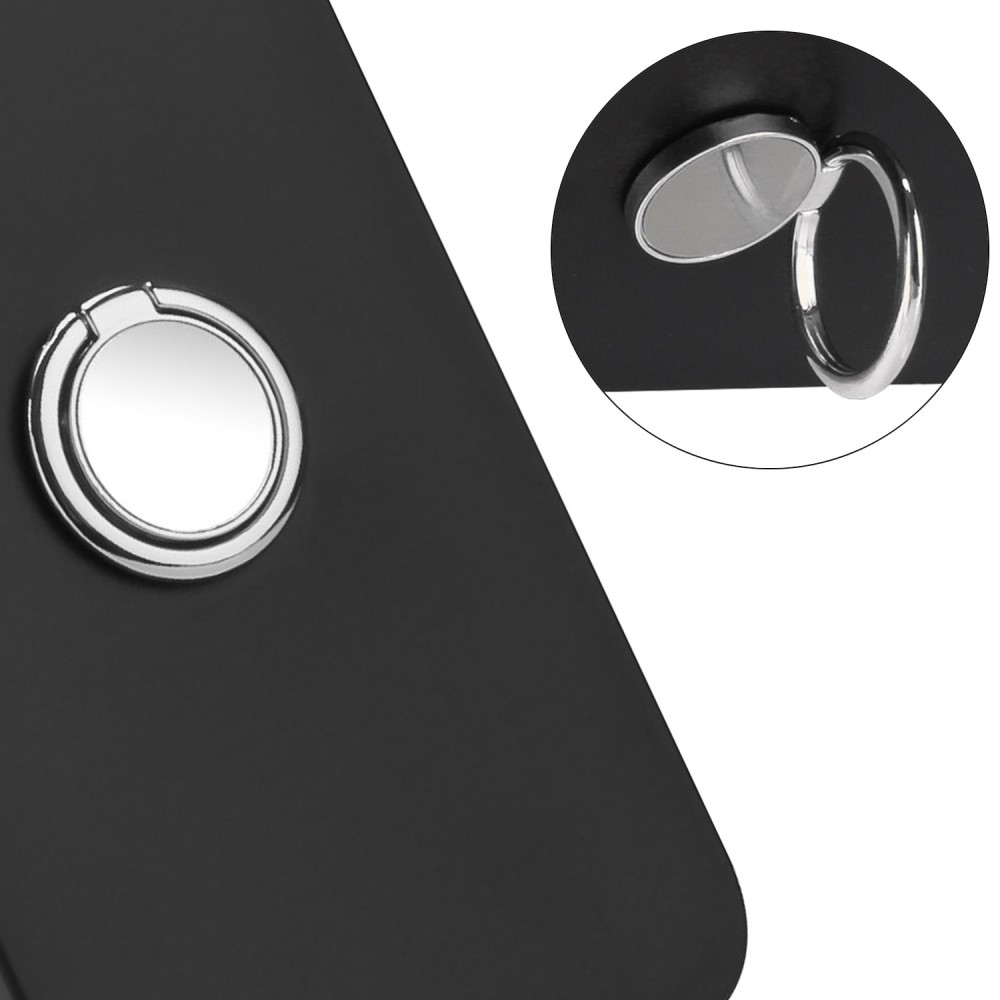 Matný gelový obal s kroužkem na prst na Samsung Galaxy M15 5G - černý/stříbrný