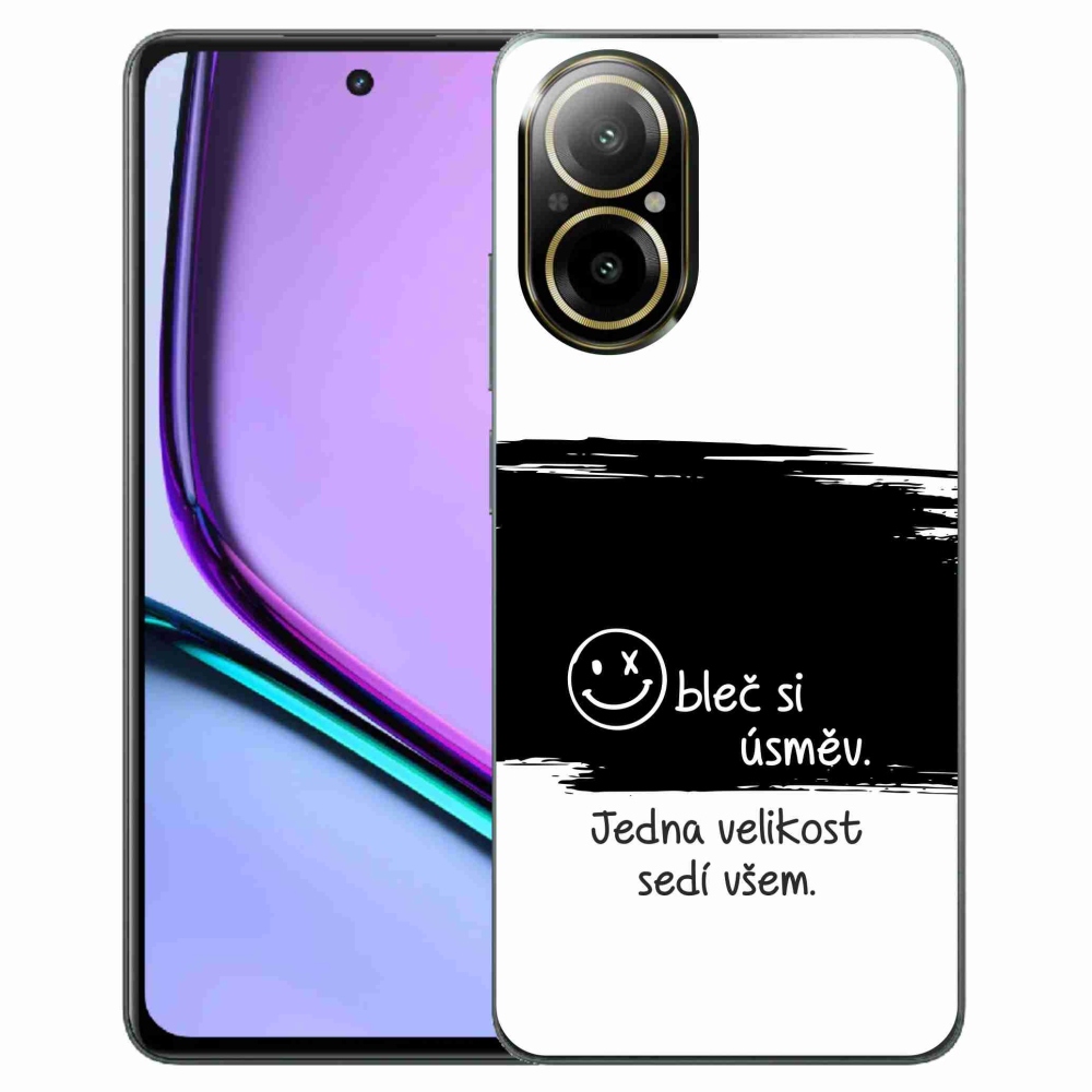 Gelový kryt mmCase na Realme C67 - vtipný text 8 černobílé pozadí