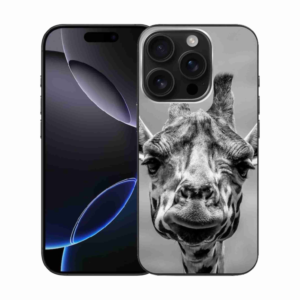 Gelový kryt mmCase na iPhone 16 Pro - černobílá žirafa