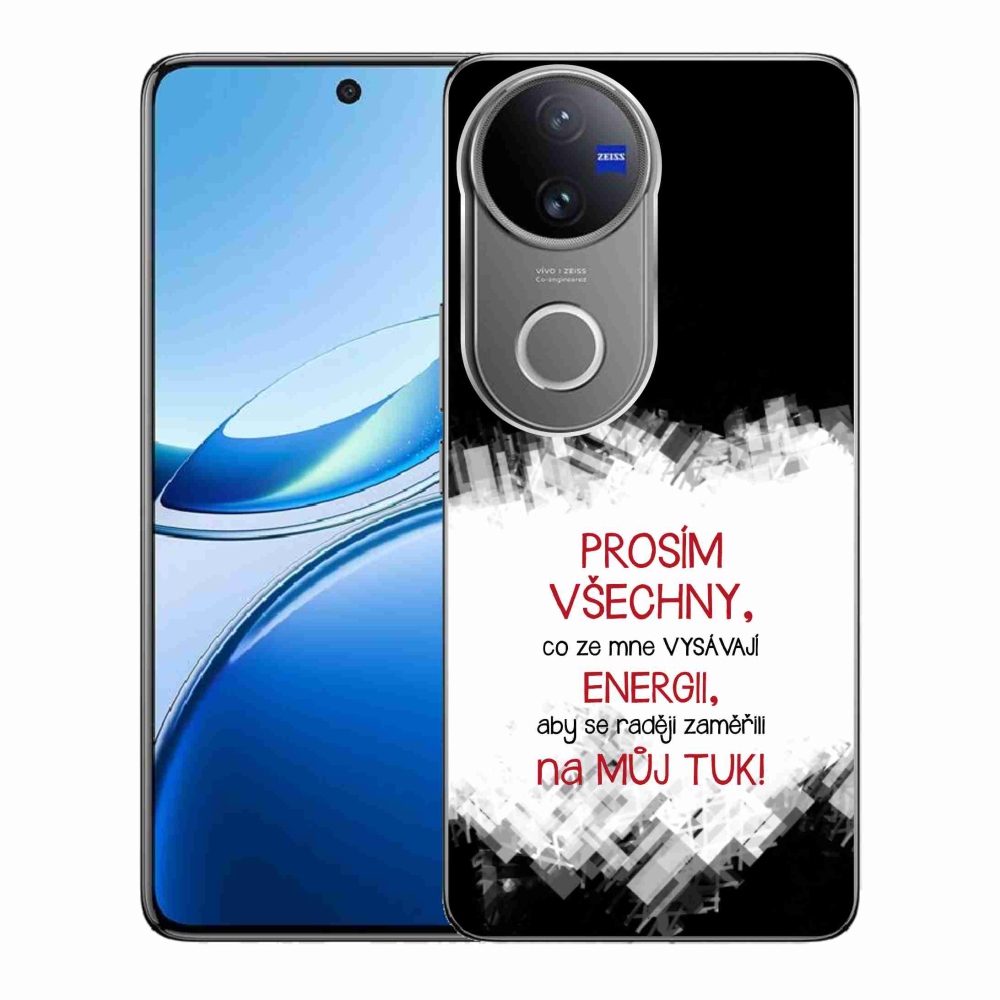Gelový kryt mmCase na Vivo V50 5G - vtipný text 1 červený