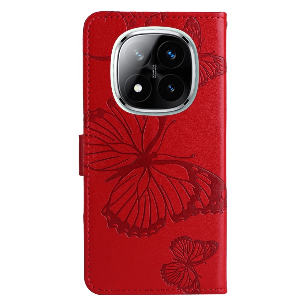Big Butterfly knížkové pouzdro na Xiaomi Redmi Note 14 Pro 5G/Poco X7 5G/Note 14 Pro+ 5G - červené