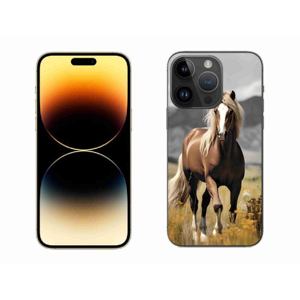 Gelový kryt mmCase na iPhone 14 Pro Max - hnědý kůň 1